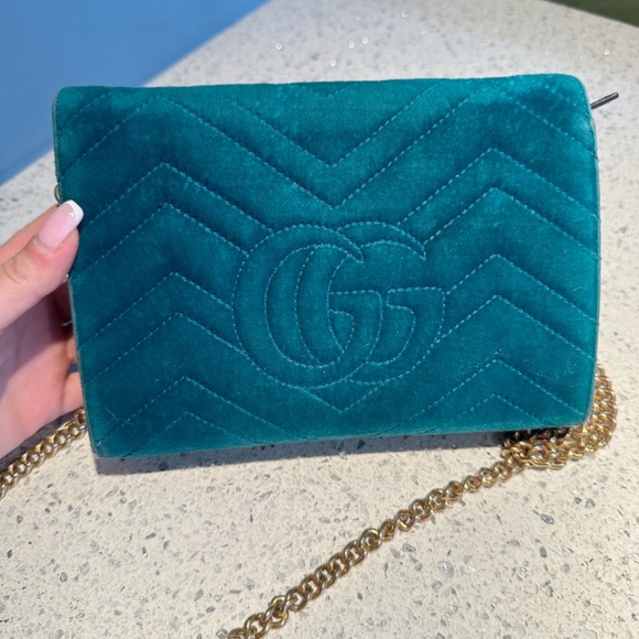 Gucci dyonisus mini-wallet with gold chain - velvet - Picture 2 of 5